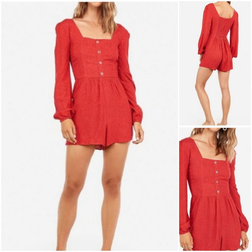 Express Dot Print Button Front Romper size XS new with tags